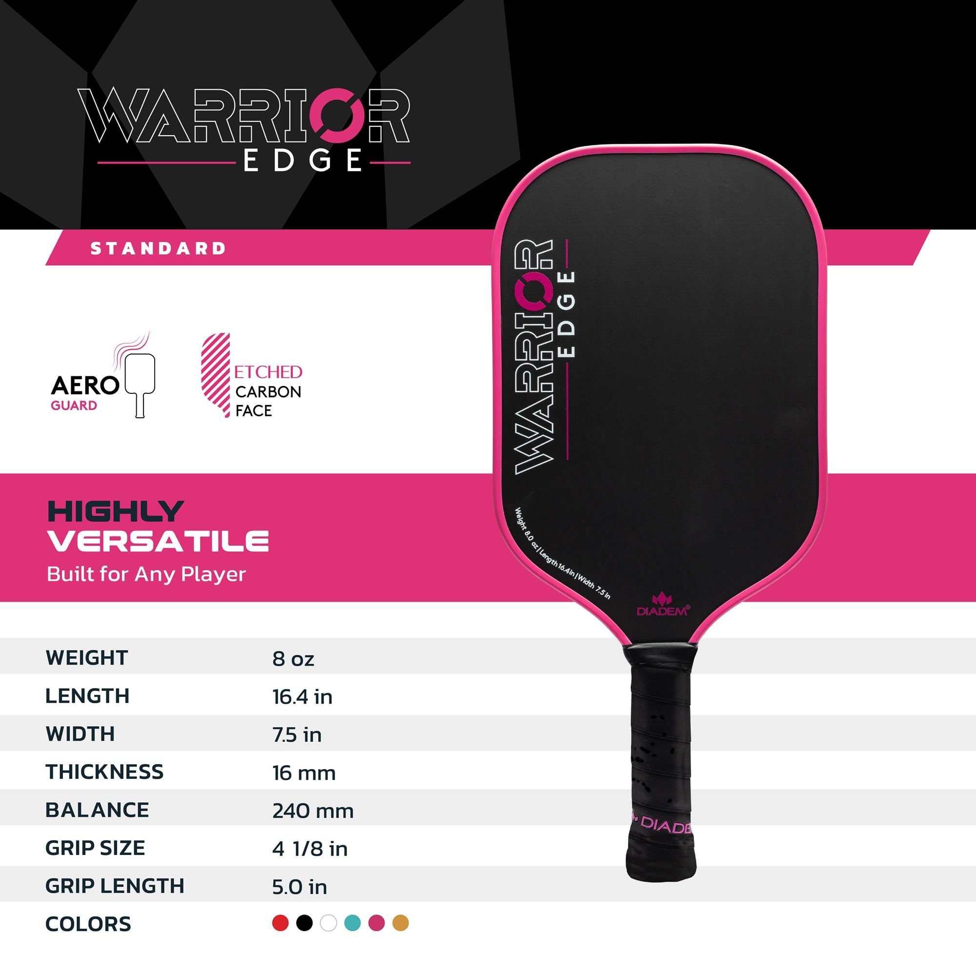 Amazon | Diadem Warrior Edge ピックルボールパドル | 最大スピン用